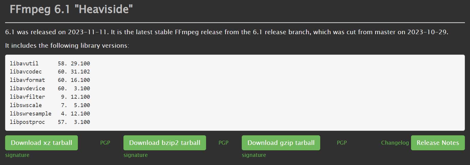 FFmpeg 6.1 "Heaviside" 发布