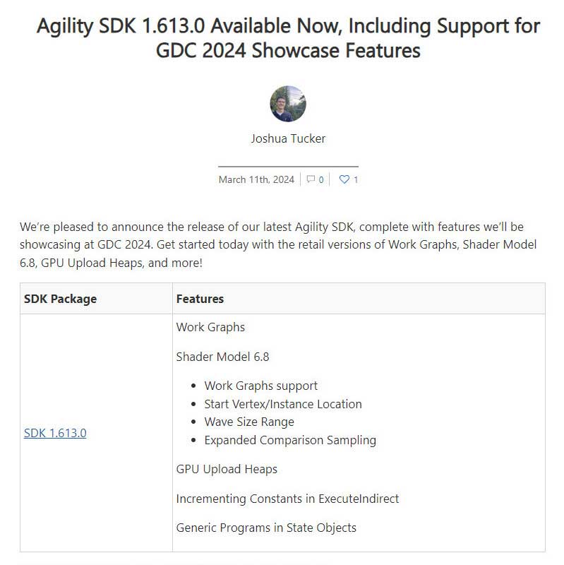 微软最新Agility SDK发布，带有尖端的Work Graphs API