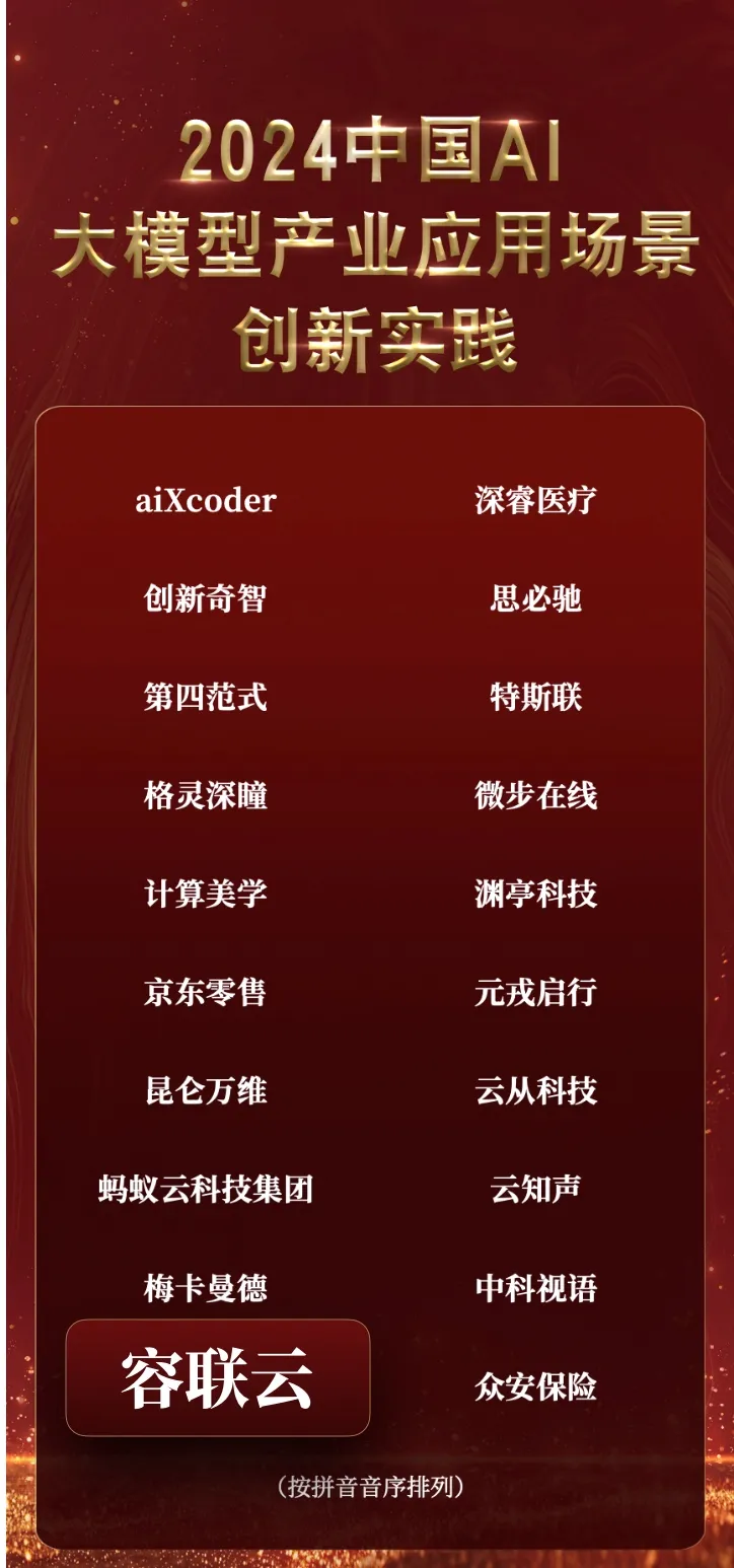 AIGC技术先锋、大模型应用创新，容联云再获两项认可