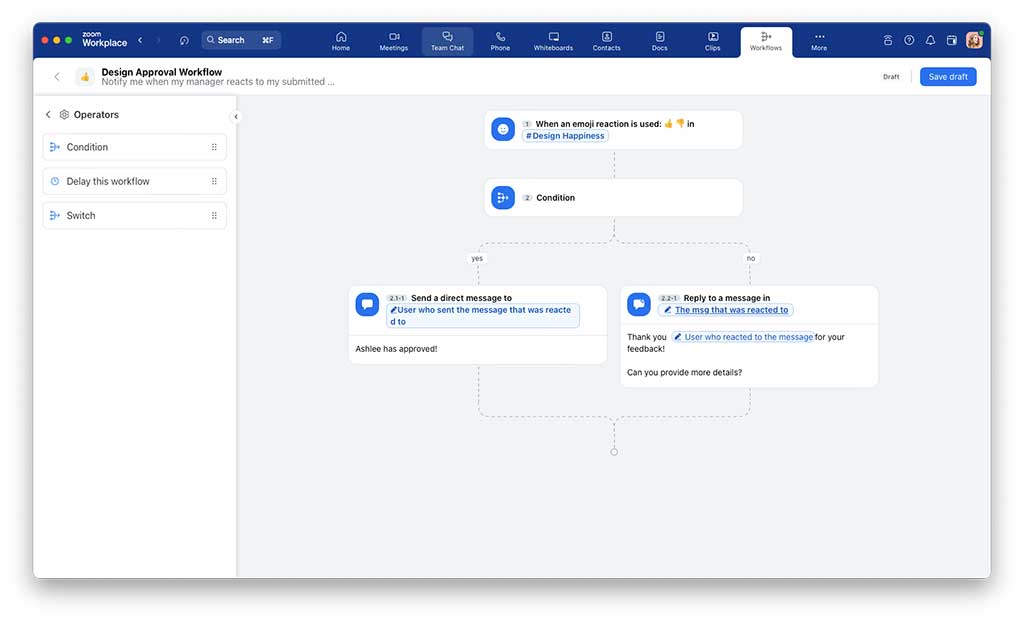 Zoom 推出了工作流程自动化无代码工具 Workflow Automation