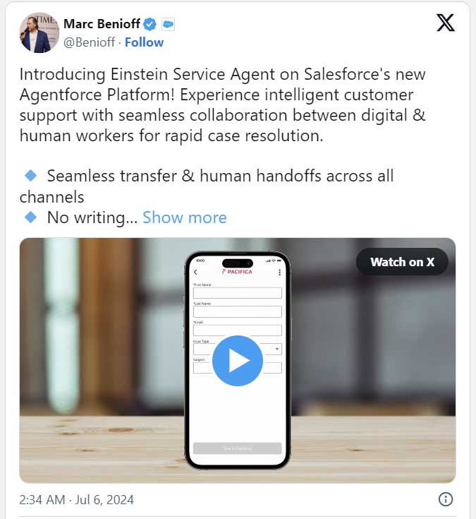 Salesforce 推出全新“Agentforce 平台”用于客户支持