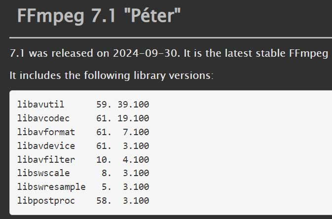 FFmpeg 7.1 发布，VVC 解码器升级为稳定版，支持 Vulkan H.264/H.265 编码