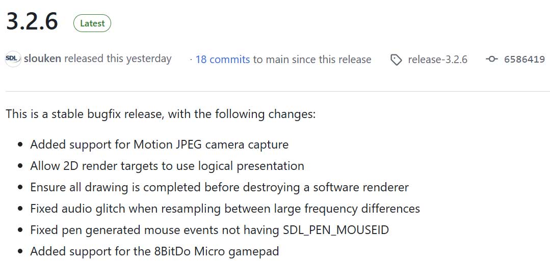SDL 3.2.6 发布，支持 Wayland 上的 HiDPI 图标和色彩管理